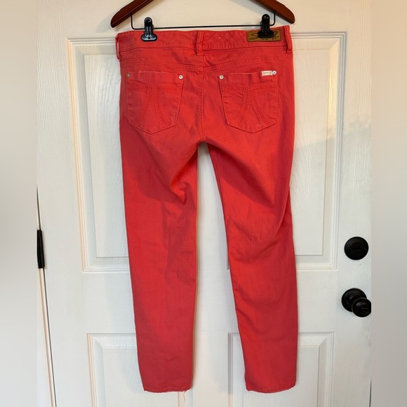 7 For All Mankind Skinny Jeans - Size 8 - Orange Coral, Stretchy, Comfortable - Picture 4 of 12